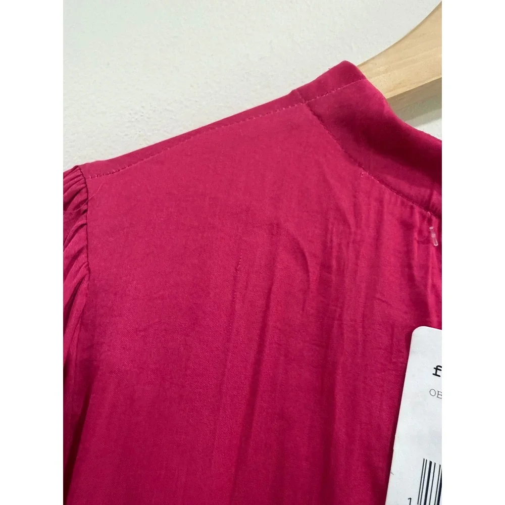 Free People Blossom Embroidered Midi Dress Fuchsia Pink OB687767 Size M NWT